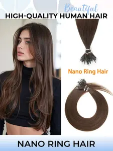 50 Pieces Nano Ring Bead Hair Extensions, Real Keratin, Nano Rings, 12-20Inch Women's Hair Volume and Length, Exclusive Style