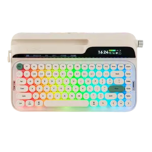 EPOMAKER Glyph Wireless Typewriter Retro Mechanical Keyboard Screen & Knob & Lever Wrist Rest Round PBT Keycap Hot Swap RGB Custom Software Top-Mount 75% Creamy Keyboard for PC/MAC