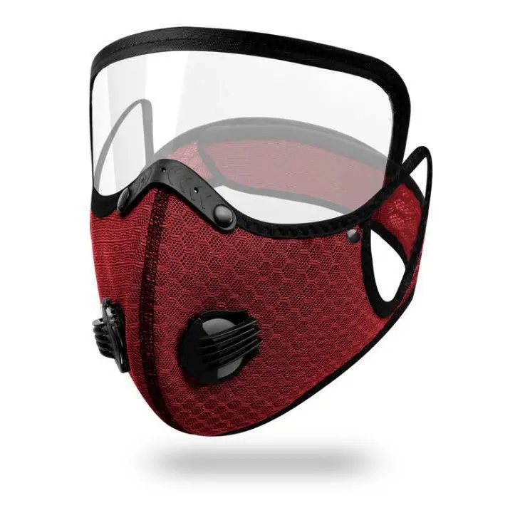Spring Summer Cycling Sports Protective Mask Electric Motorcycle Windproof Sunscreen Full Face Exhalation Valve Adult Activated Carbon Filter