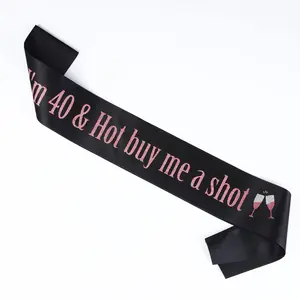 1Set 40th Birthday Sash for Women Black and Rose Gold Im 40  Hot Buy Me a Shot Sash for Women Happy 40th Birthday Party 40th Birthday Party Supplies Women Rose Gold Decorations Fabulous Decorations