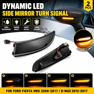 💡🚗 2 PCS LED Sequential Side Mirror Turn Signal Lights, Dynamic Amber Side Indicators with Smoked Lens, CANBUS Error-free & Plug and Play, Compatible with Ford Fiesta MK6/MK7 2008-2019 and B-Max 2012-2017