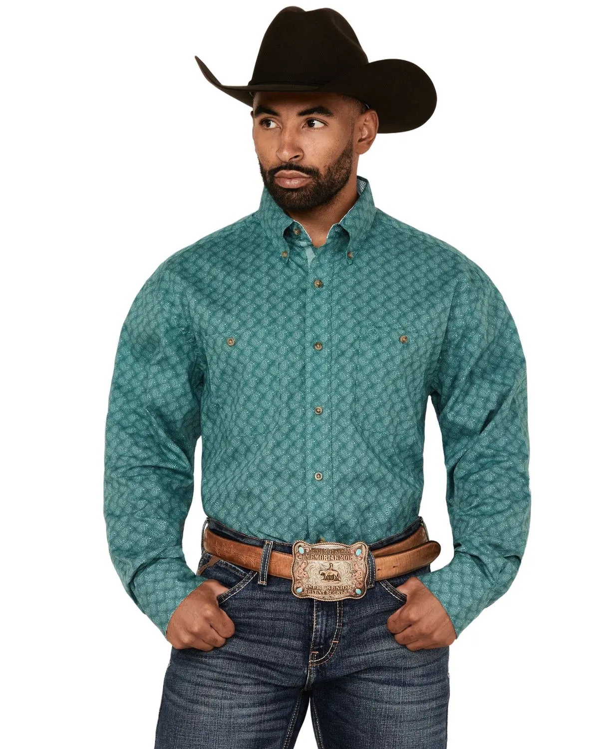 Wrangler Men's George Strait By Men'S Paisley Print Long Sleeve Button-Down - 112360007