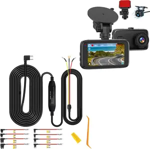3'' IPS Screen Dash Cam Front and Rear Camera Plus Type-C USB 3-Lead Hard Wire Kit