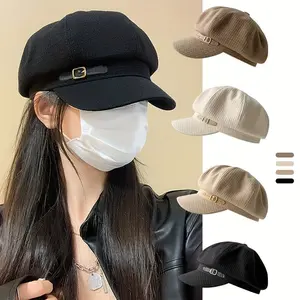 1pc Women's Retro Beret - British Style, Polyester Woven, All-Season Wear |       Hand Wash Only |       Inelastic Design