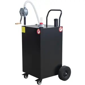 GAOMON 50 Gal Portable Gas Caddy Fuel Storage Tank, Large Gasoline & Diesel Fuel Can with Hand Siphon Pump & Rolling Flat‑Free Solid Rubber Wheels for Boat, ATV, Car, Motorcycle, Black