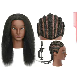 Mannequin Head 100% Human Hair Cosmetology Manikin Doll Training Head with Stand for Hairdresser Practice Braiding Styling Coloring Bleaching Dyeing Cutting Updos Display