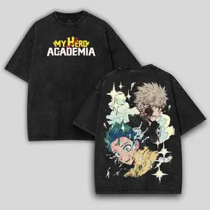 My Hero Academia Bakugou Katsuki Midoriya Izuku Washed Tee, Gift For anime lover Menswear Top shirts men, Graphic tee, Streetwear Crewneck designer Apparel Classic