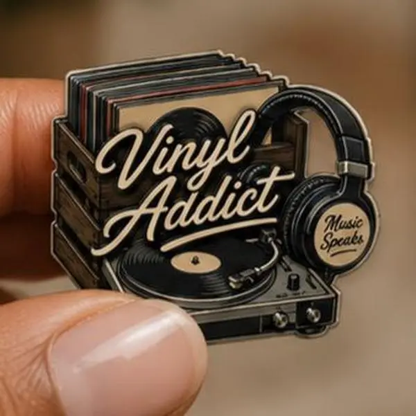 Vinyl Addict Resin Pin | Music Lover Gift | Record Player Pin | Handmade Vinyl Record Brooch | DJ Gift