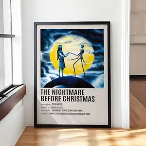 Jack and Sally The Nightmare Before Christmas Poster, Halloween Room Decoration Anime Horror Movie Wall Art, Nightmare Valentine Gift