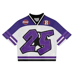 Number 25 Cropped Mesh Football Jersey V-Neck Summer Streetwear Sports Top Unisex Casual Loose Fit Athletic Wear Men Women Fashion Tee Retro Design Cool