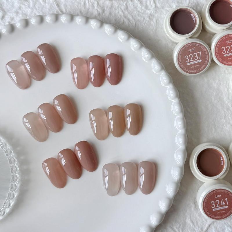 GAOY Nude Symphony Natural Jelly Gel Nail Polish Set, 6 Colors Sheer Pink UV Gel Polish, for Salon Manicure & Nail Art DIY at Home