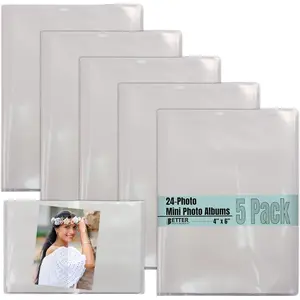 24 Photo Mini Photo Album, 4 x 6 Inch, Pack of 5, Clear View Cover, Holds 24 Photos, 5 Pack