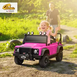 Qaba Land Rover 110SVX Licensed Electric Car for Kids, 12V Battery Powered Kids Ride On Car with Remote Control, Dual Motors, Spring Suspension, LED Lights, 3 Speeds Ride On Truck