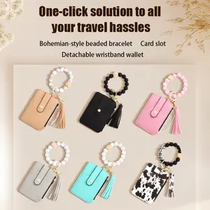 3-in-1 Silicone Card Bracelet Wearable Wallet + Secure Keychain | Hands-free essential for travel, fitness, and everyday use | Stretchable, RFID-blocking, waterproof leather wallet and stylish keychain