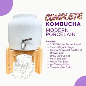 Modern Porcelain Vessel with Complete Kombucha Brewer Continuous Package