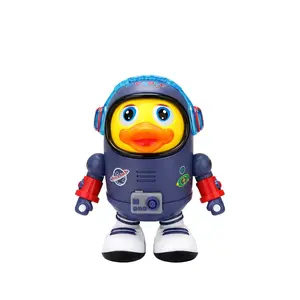 Electric Dancing Space Duck Toy, Sound Light Music Interactive Robot Duck, Early Education Puzzle Wobble Toy, Birthday Gift for Kids 1-6 Years