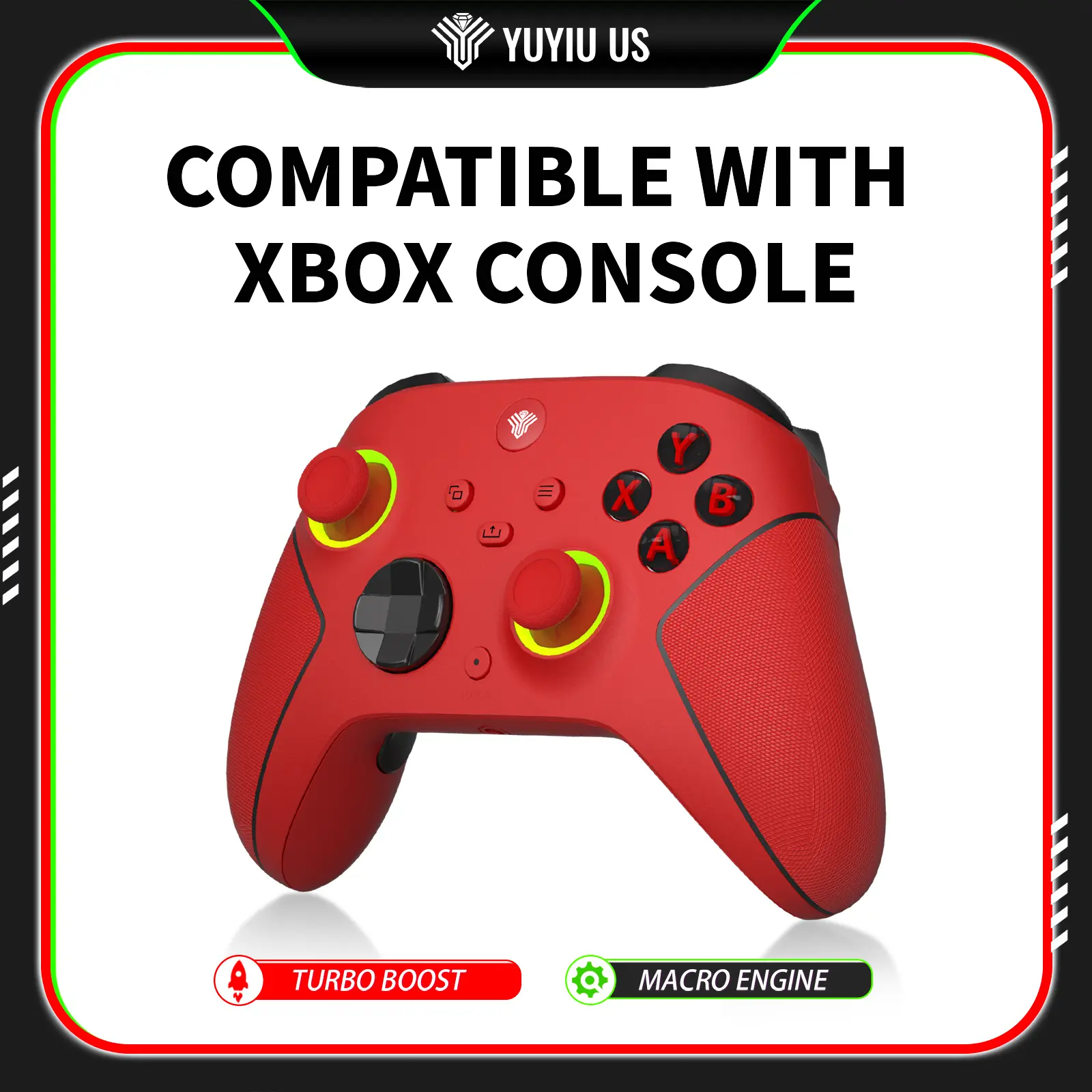 YUYIU Wireless Pro Controller for Xbox Series X/S & Xbox One - Hall Effect Sticks, 2-Stage Triggers, Dual Vibration, RGB Color-Changing LED, Programmable Keys with Turbo, 1000mAh Battery, 3.5mm & USB-C techvibes