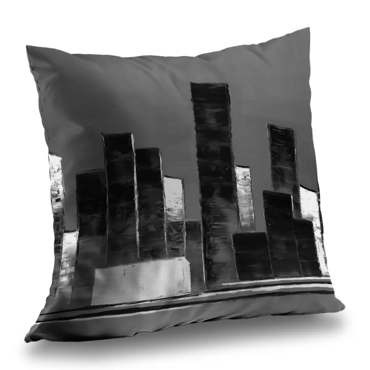 360 Stand 14x14 in. Durable Poly Twill Monochrome Abstract Black & White Buildings Decorative Pillow with Geometric Shapes, Easy-Cleaning Weave for Bedroom & Living Space Interior Decor, Throw, Black-And-White Standard Pillows, Abstract Geometric Print St