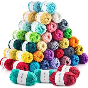 60*0.7 Oz Acrylic Yarn Skeins - 2600 Yards of Soft Yarn for Crocheting, Knitting and Craft Projects micro crochet granny square yarn ball