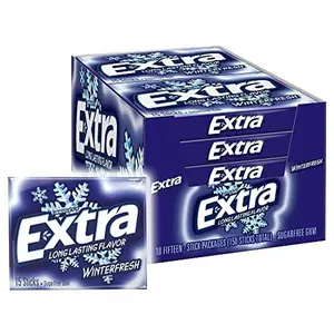 Extra Gum Winterfresh Sugarfree, Bulk, Individually Wrapped, Perfect for Fresh Breath at School, Work, and Travel 15 Count, Pack of 10
