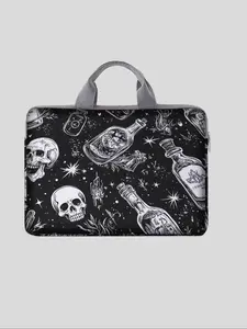 Halloween Skull Print Notebook Bag, Soft Laptop Sleeve, Fits Laptops & Tablets, Zippered Storage Pouch, Casual Style, All Seasons Use, Laptop Casing