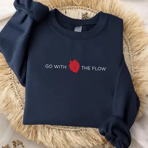 Anatomical Heart Sweatshirt, Retro Cardiology Sweater, “Go With The Flow” Nursing & Med Student Gift