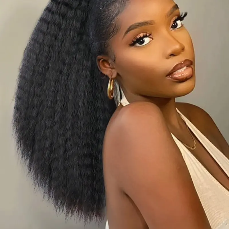 Long Curly Drawstring Ponytail Extension for Women, Natural Fluffy Synthetic Afro Hair Ponytail Wig, Synthetic Curly Wigs, Synthetic Hair Piece, Synthetic Hairpiece