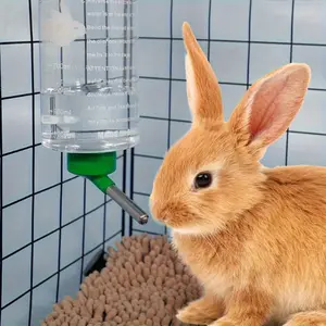 Large 33.81oz/1000ml Hanging Water Bottle with Gravity-Fed Ball Valve Dispenser Heavy-Duty Rabbit Waterer System Easy-Clean Design for Small Pets Bunnies Hamsters Guinea Pigs Cage Hydration Accessory