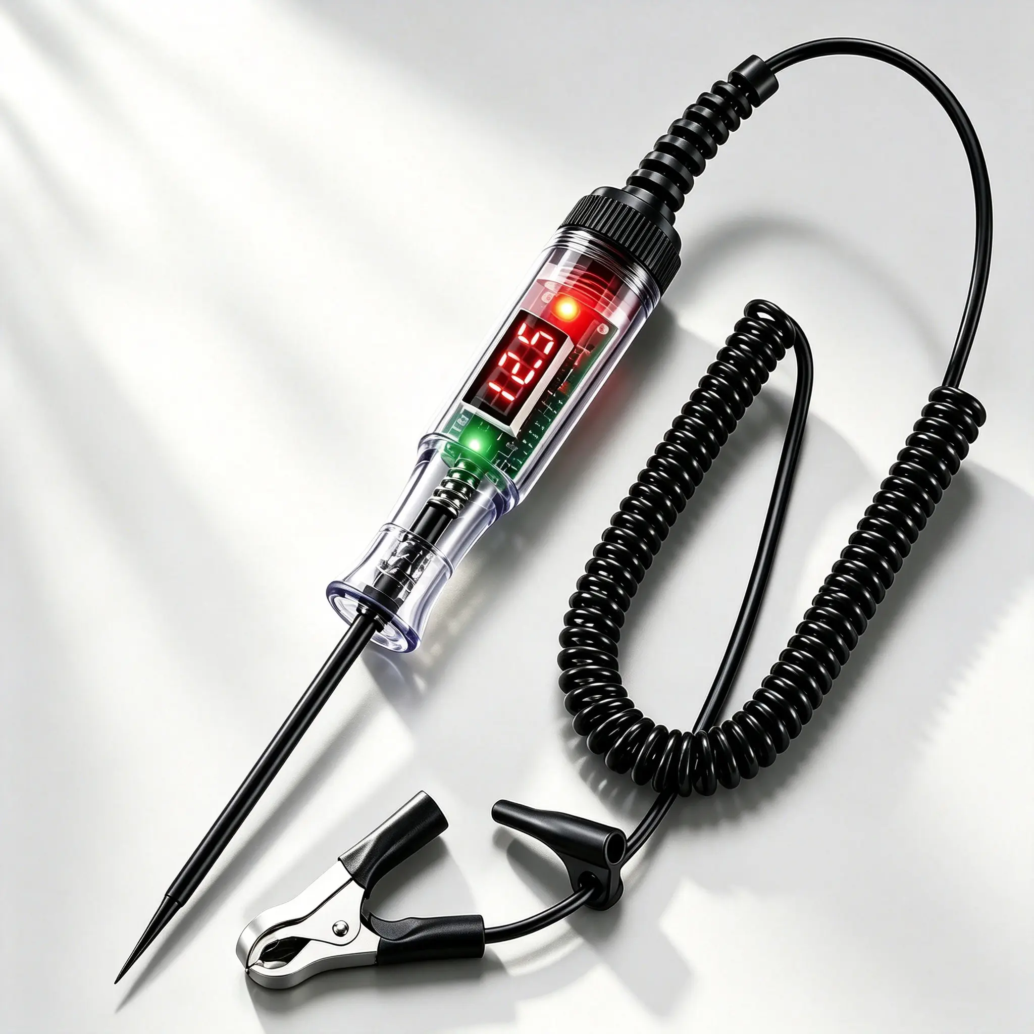 Automotive Test Light with 3-48V LED Digital Voltage Display, Electric Test Pen w/Stainless Probe for Car/Truck/SUV Checker， Auto Circuit Tester with Voltmeter & Dual Color Polarity Indicate