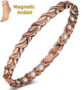 Women's Magnetic Anklet Bracelet, Boho Anklet, Copper Material, Adjustable Design, Vintage Style, Perfect for Daily Wear