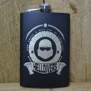Helldivers matt black flask
