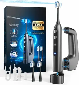 【Father 's Day Gift】3-in-1 Rechargeable Electronic Toothbrush with Water Flosser 3.0 - Sonic Toothbrush with Sweeping Oscillation, Cordless Portable Teeth Cleaning Combo with ABS Build for Adults, Oral Care (Travel & Daily Use)