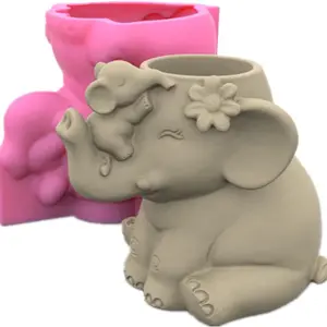 Large Elephant Silicone Mold, DIY 3D Clay Mold for Cement Flower Pots & Animal Candles, Unique Home Decor & Gift for Craft Lovers