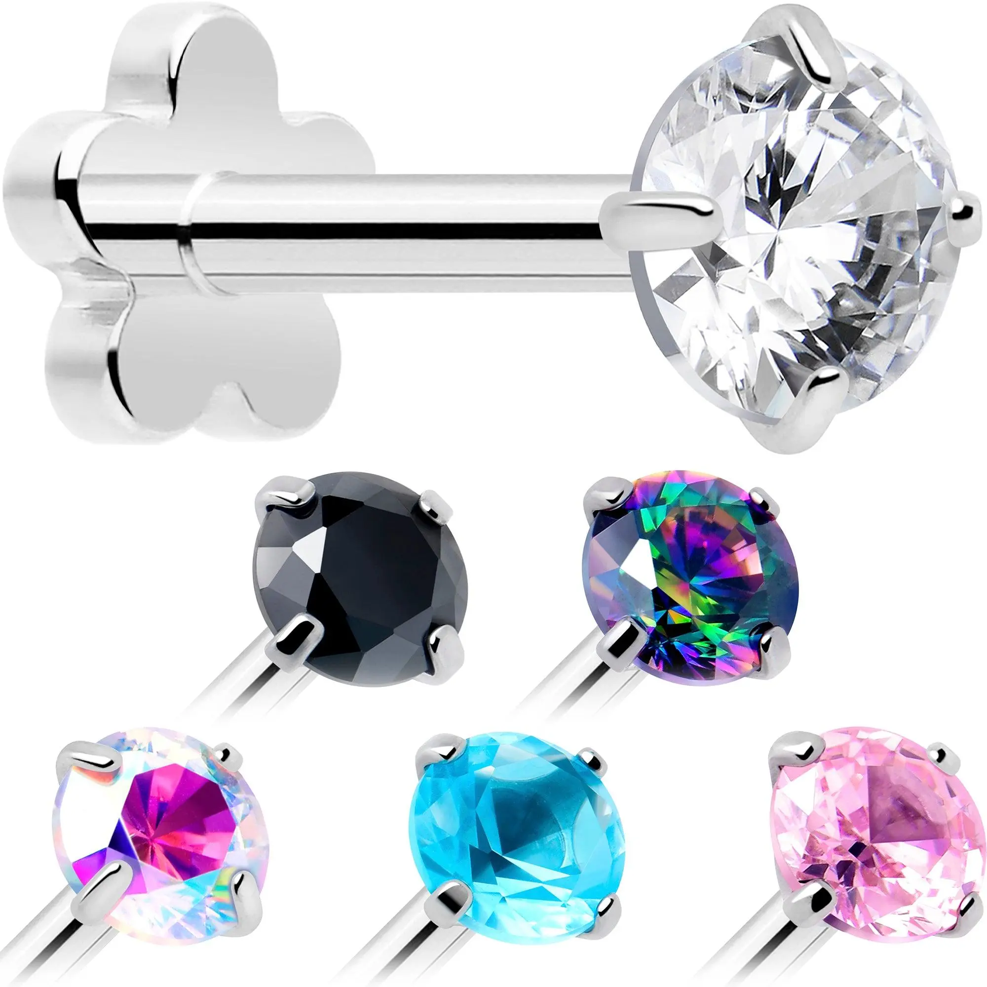 18G 5/16 CZ Implant Grade Titanium Reversible Threadless Flatback