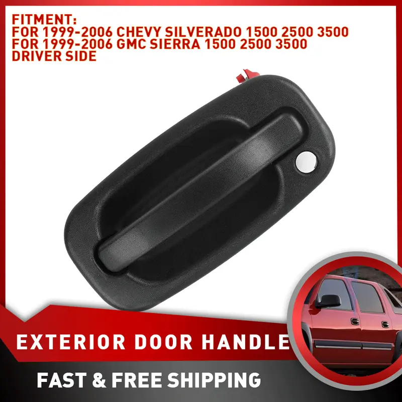 Automotive Plastic Exterior Front Driver-Side Door Handle, Replacement Car Accessories with Matching Look for 1999-2006 Chevrolet Silverado 1500, GMC Sierra
