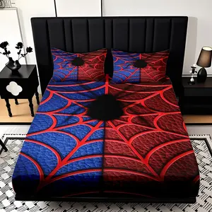 2/3 Pcs Spider-Man Pattern Pattern Theme Fitted Sheet Set(1*Fitted Sheet+1/2*pillowcase,no Filling)Skin-friendly Soft Digital Printed Bedding Set,suitable For New Year,festival Gifts For Family.suitable For All Year Round,machine Washable.