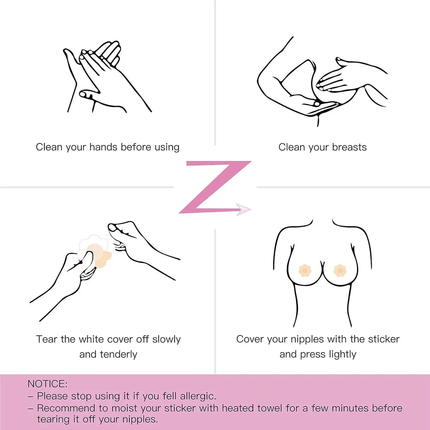 30 Pieces Nipple Cover Pasties Disposable Nipple Covers No Show Satin Breast Stickers Self Adhesive Petal Bra Pasties