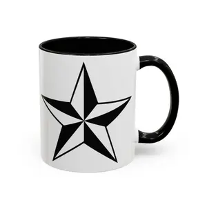 Nautical Black Star Ceramic Coffee Mug - Glossy, Washable 11oz/15oz Customizable Graphic Accent Mug for Coffee, Tea, Coffee Mugs, Ceramic Mugs