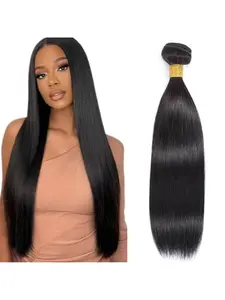 Straight Human Hair 1 Bundle 100% Unprocessed Brazilian Virgin Straight Weave Single Bundles, Human Hair Extensions