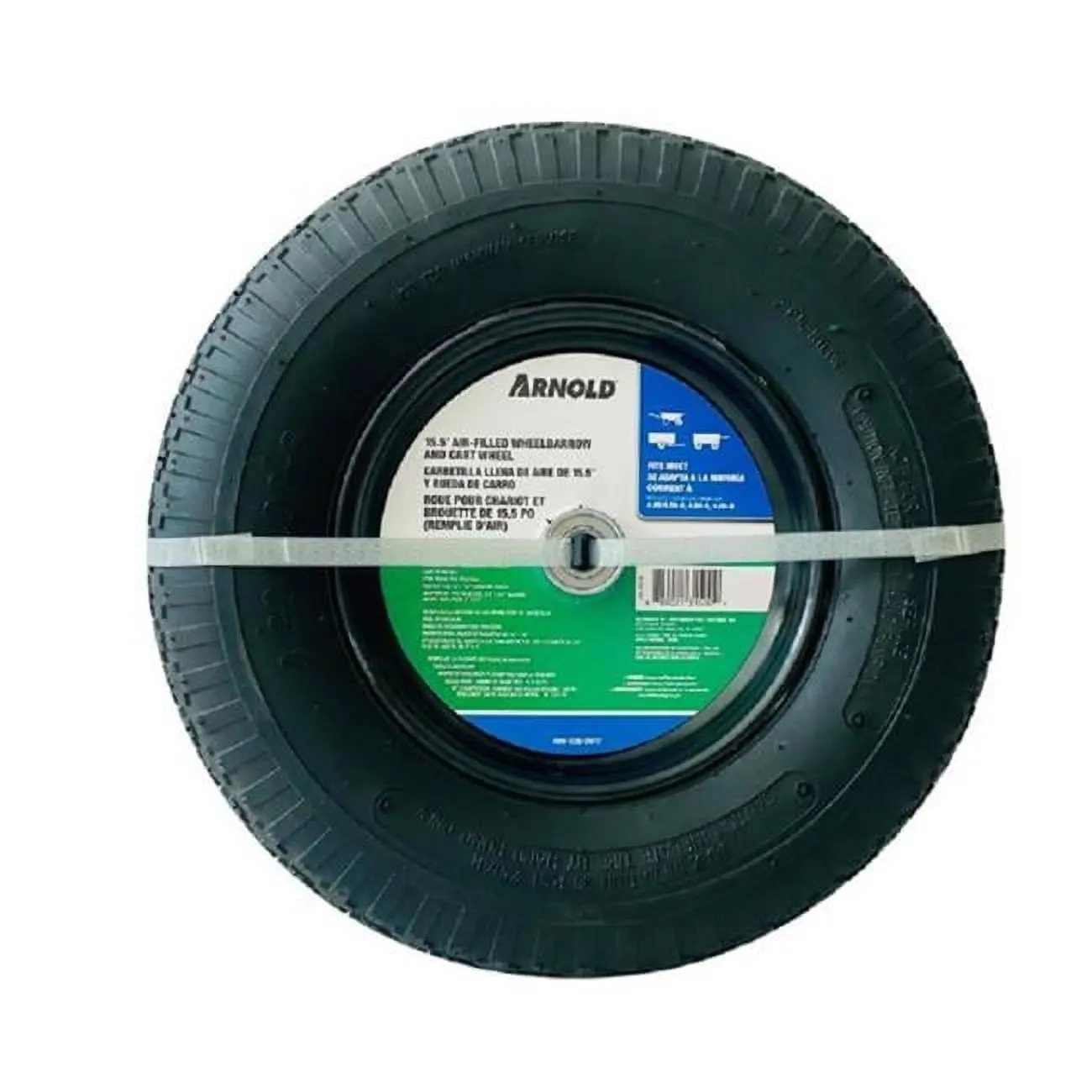 Arnold 7027336 15.5 inches High Load Steel Wheelbarrow Wheel - 350 lbs, Stud Tread, Compatible with WB-438/468