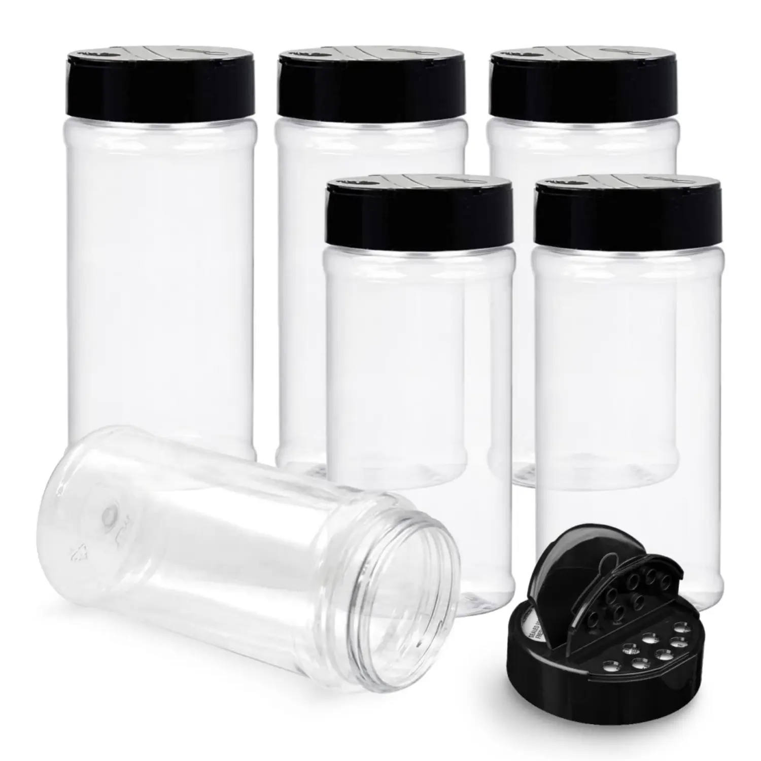 6 Pcs 16 Oz Plastic Spice Jars with Black Cap, Clear and Safe Plastic Bottle Containers with Shaker Lids for Storing Spice, Herbs and Seasoning Powders, BPA Free - Home Improvement.