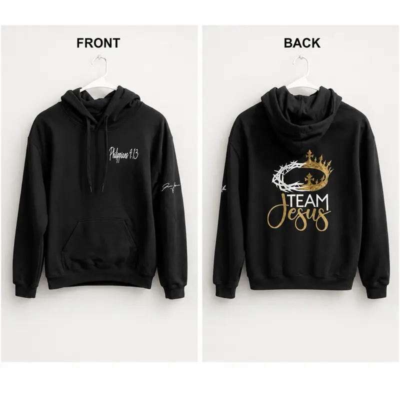 Unisex  Custom Team Jesus Signature Hoodie - Bold Graphic Top, Long Sleeves, All Seasons, Versatile Stylish Menswear for Personalization