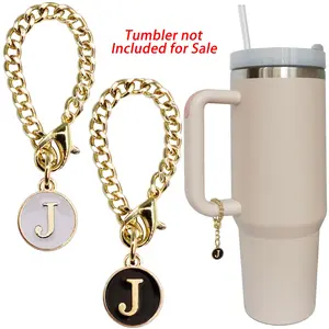 Tumbler Cup Accessories, Drinkware, 2 Pcs Cute Letter Charms, ID Letter Pattern Mug Hanging Decor without Tumbler, Summer Gift Sets