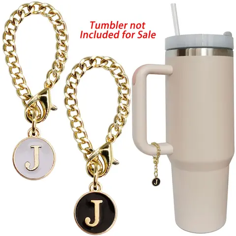 Tumbler Cup Accessories, Drinkware, 2 Pcs Cute Initial Versatile Durable Practical Alloy Letter Charms, ID Letter Pattern Mug Hanging Decor without Tumbler, Summer Gift Sets, Reusable