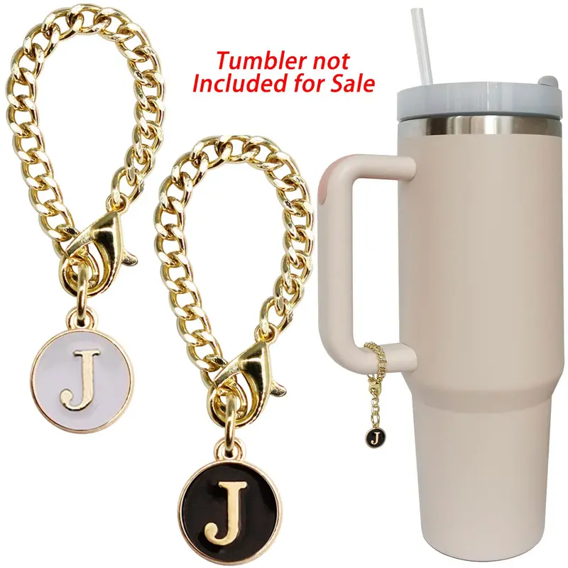Tumbler Cup Accessories, Drinkware, 2 Pcs Cute Initial Versatile Durable Practical Alloy Letter Charms, ID Letter Pattern Mug Hanging Decor without Tumbler, Summer Gift Sets, Reusable