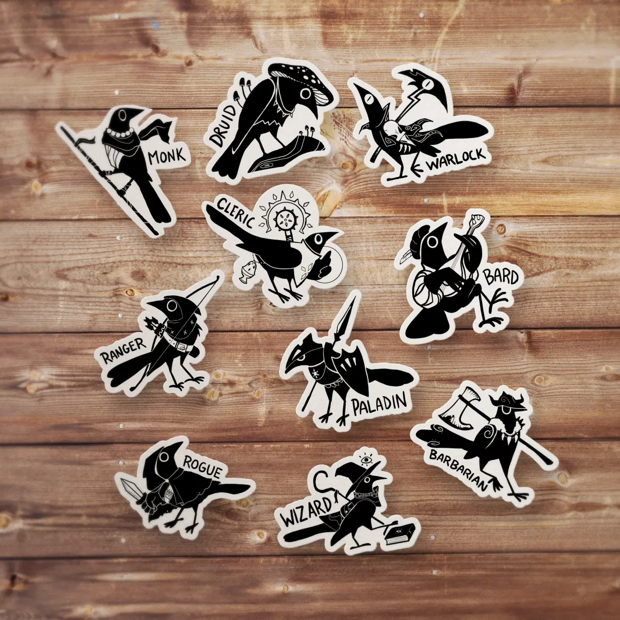 Crow DnD Class Vinyl Stickers - Bird Fantasy RPG Decal for Dungeons and Dragons Gift - Stationery, Journal & Accessories - Gothic Stickers - Durable Waterproof - Scratch Resistant - Perfect for Laptops Water Bottles Journals Gaming Accessories