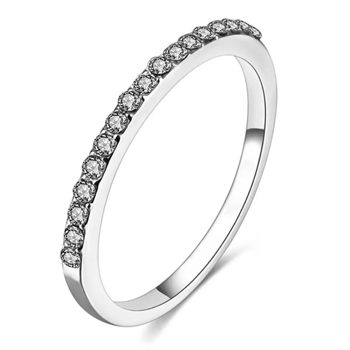 Wedding Promise Rings for Women, Minimalist Cubic Zirconia Stacking Band with Sparkle Detail, Thin Half-Eternity Style, Sizes 6-9, Stacking Ring Set, Sparkle Detail Rings