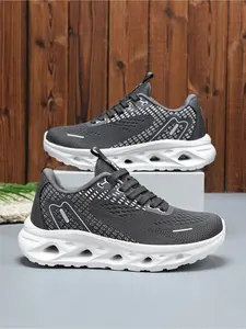 A Pair of Stylish Women's Black and White Breathable Mesh Shoes, Lightweight Cushioned Sports Sneakers, Versatile Casual Walking Shoes, Athletic Shoes, Running Sneakers