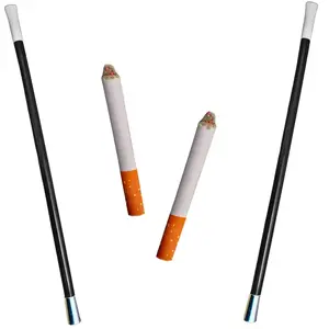 4E's Novelty 2 Fake Cigarettes & 2 Long Cigarette Holders – 3.25" Prop Cigarettes with Smoke, 13.25" Holder for Costumes