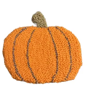 Pumpkin Punch Needle Coaster for Tableware and Napkin